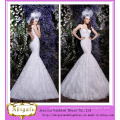 New Sexy Tulle Lace Appliques Backless Spaghetti Straps Mermaid Tail Wedding Dress Bridal Gown Yj0006